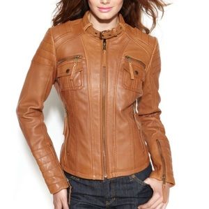 Michael Kors camel leather jacket